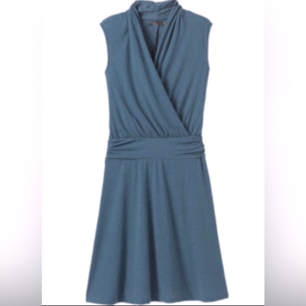 Prana Corissa Atlantic/Blue Dress MED Organic Cotton Blend Sleeveless Timeless